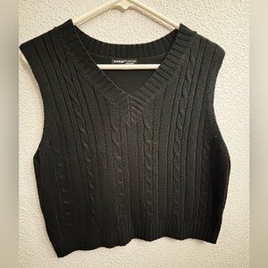 Black V-Neck Vest - LARGE